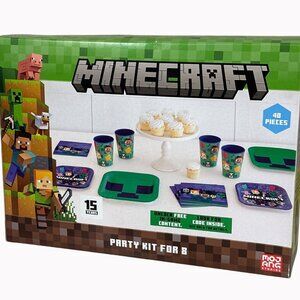 Minecraft-Themed 40-Piece Party Kit For 8 With Plates Cups & Napkins By Moji Mon